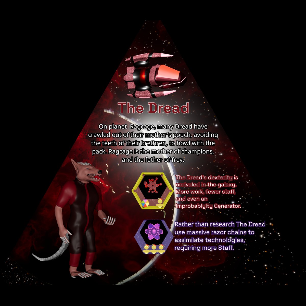 The Dread — the faction card: species, ship, homeworld, strength and weakness