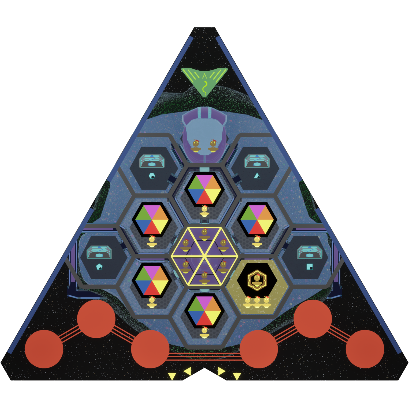 The Seed's AI Hotelier Console — the player board