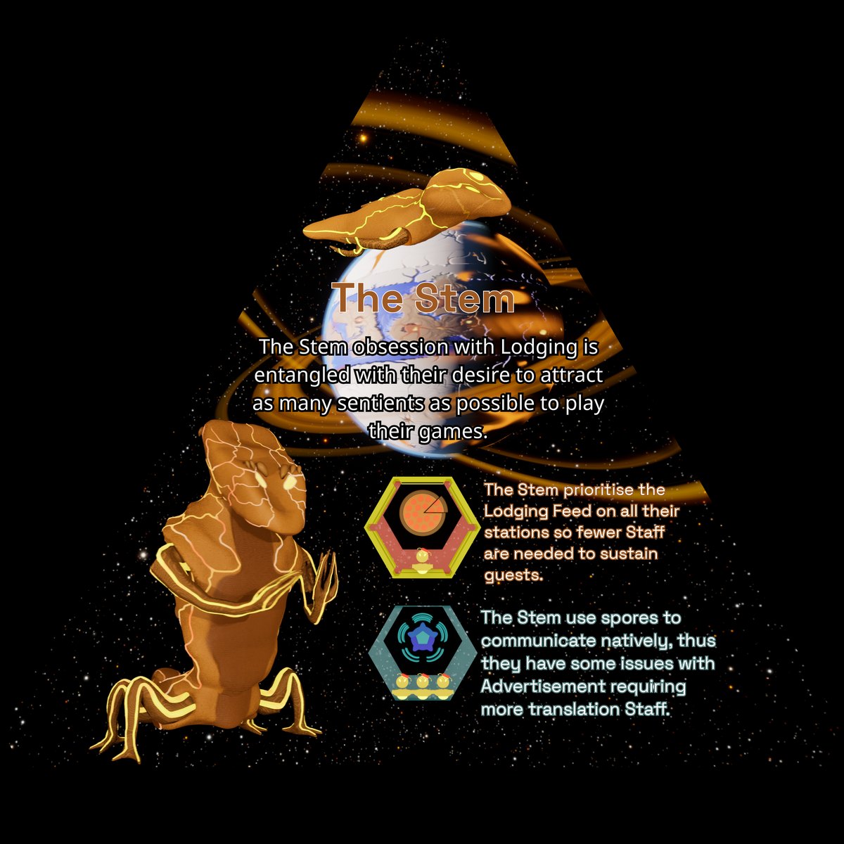The Stem — the faction card: species, ship, homeworld, strength and weakness