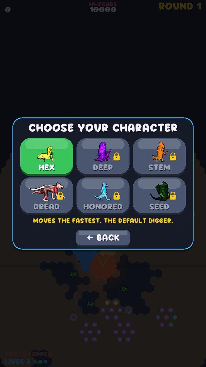 Choose your character: Hex, Deep, Stem, Dread, Honored and Seed