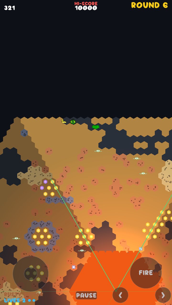 Round 6: deeper and harder, with lava spilling toward the hub