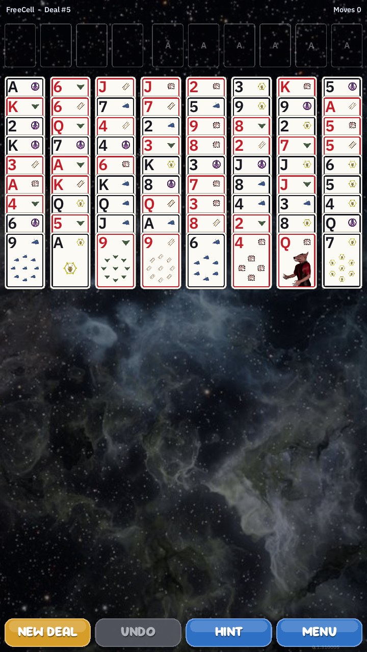 FreeCell: all seventy-two cards face up