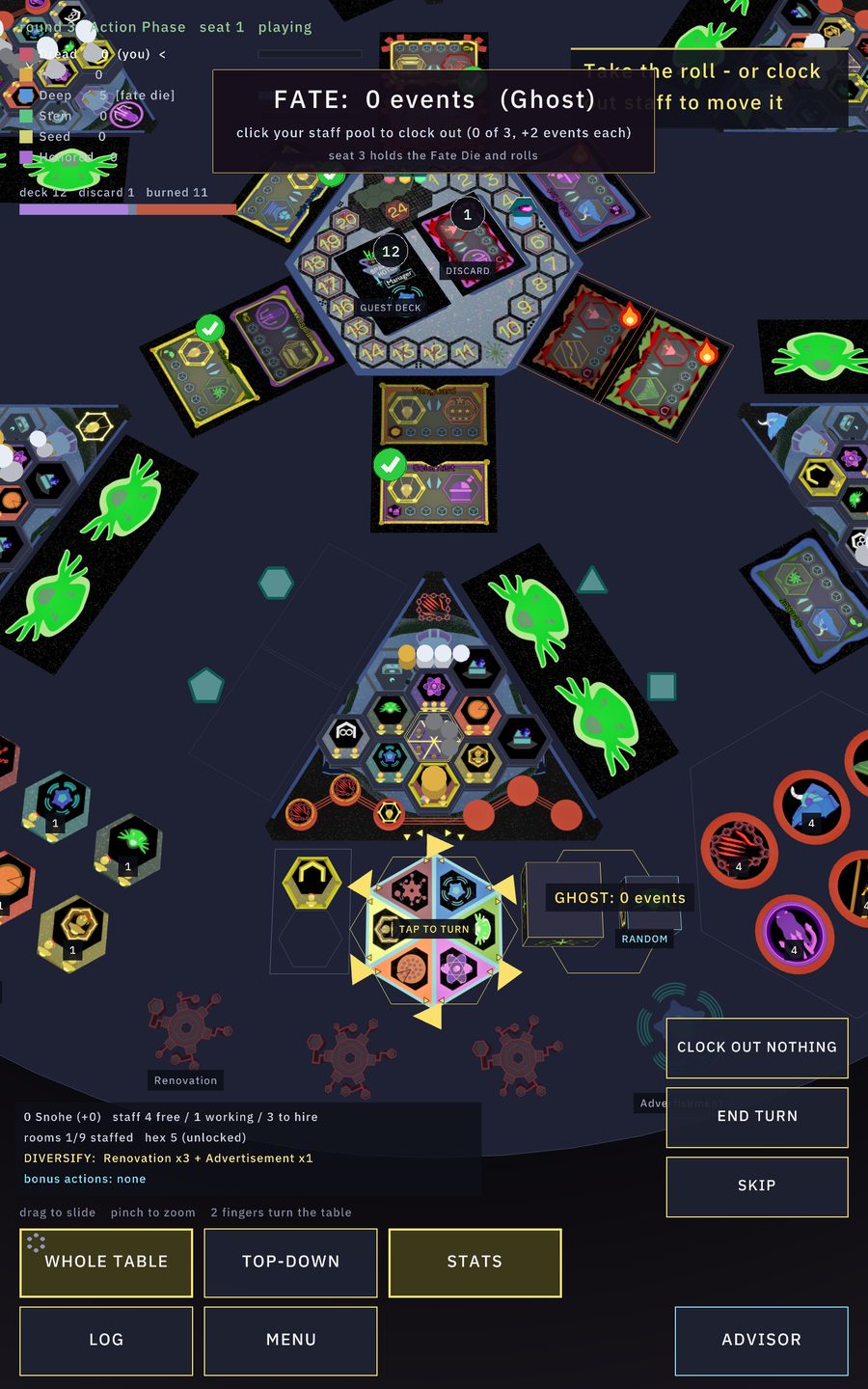 Leaning in: the guest deck, the orbits and the Action Hex up close